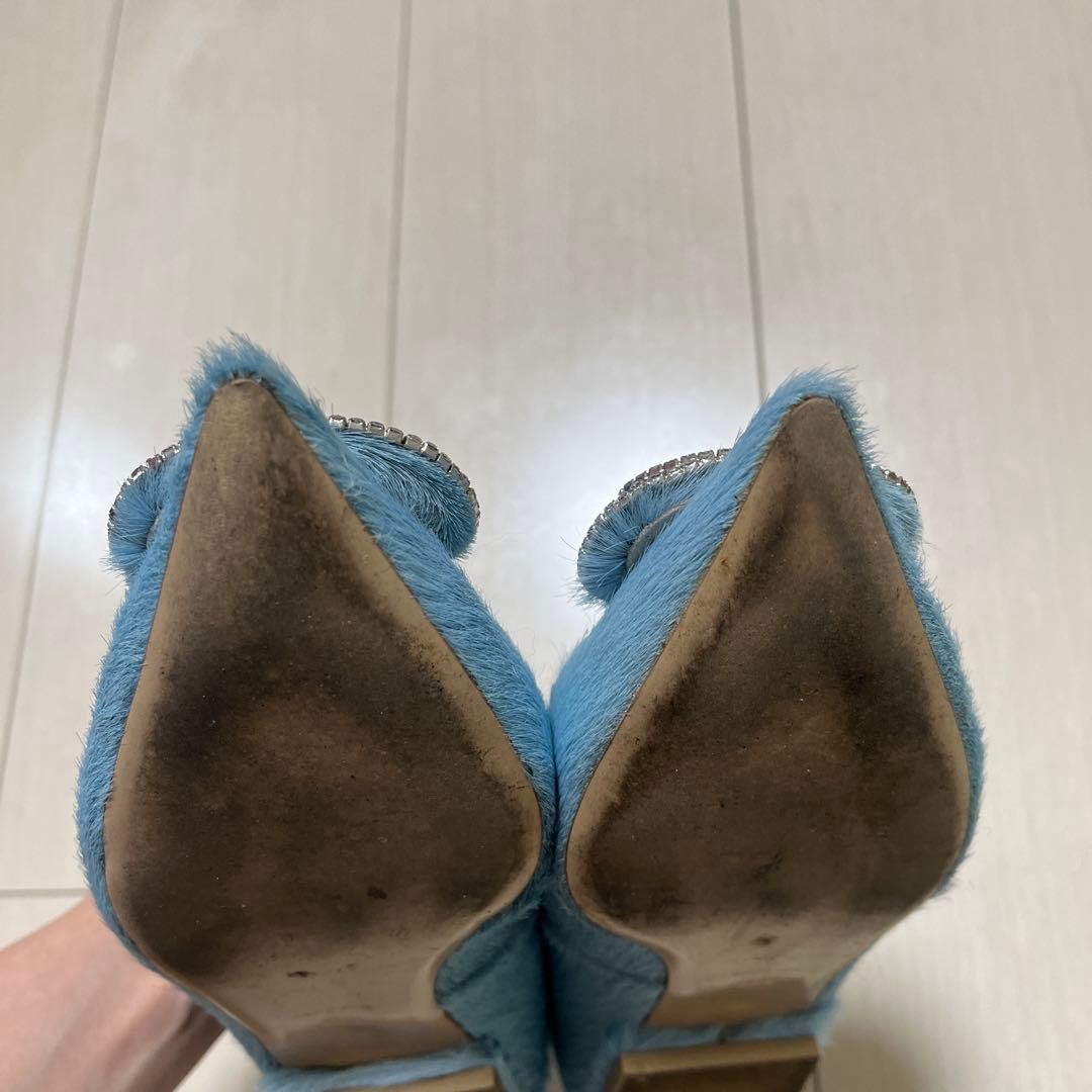 pippichic 水色ビジュー付きフラットシューズ