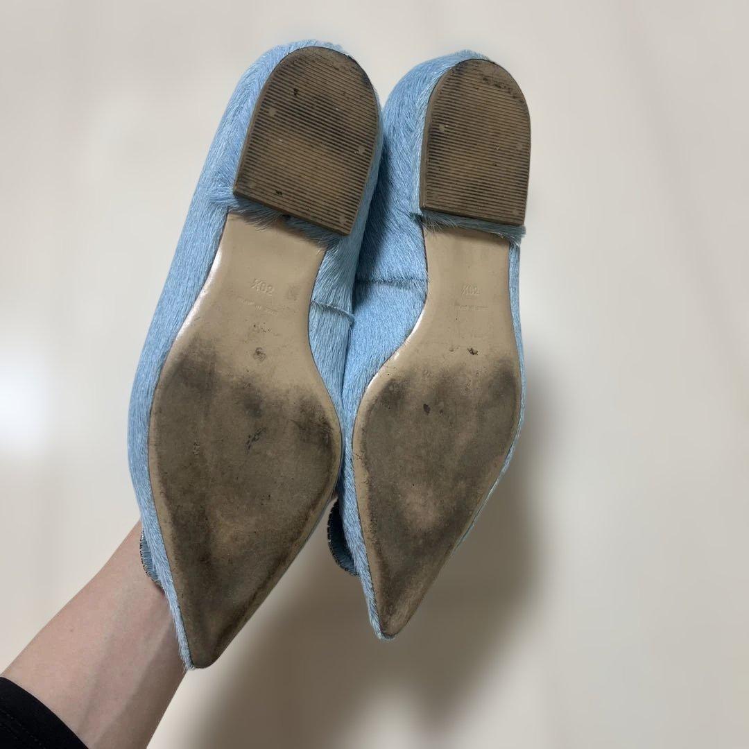 pippichic 水色ビジュー付きフラットシューズ