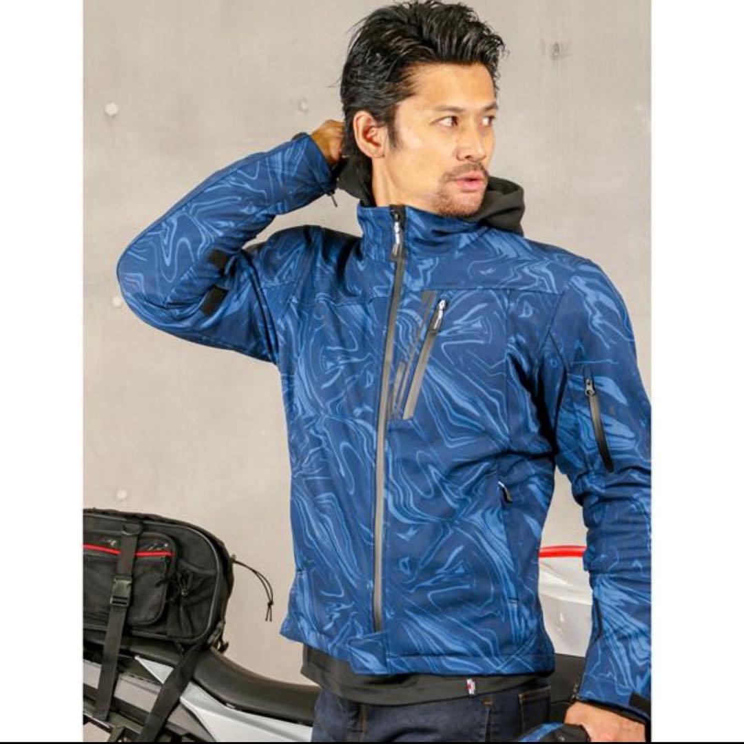 コミネ プロテクトソフトシェルウインターパーカ M ネイビー バイク ジャケット