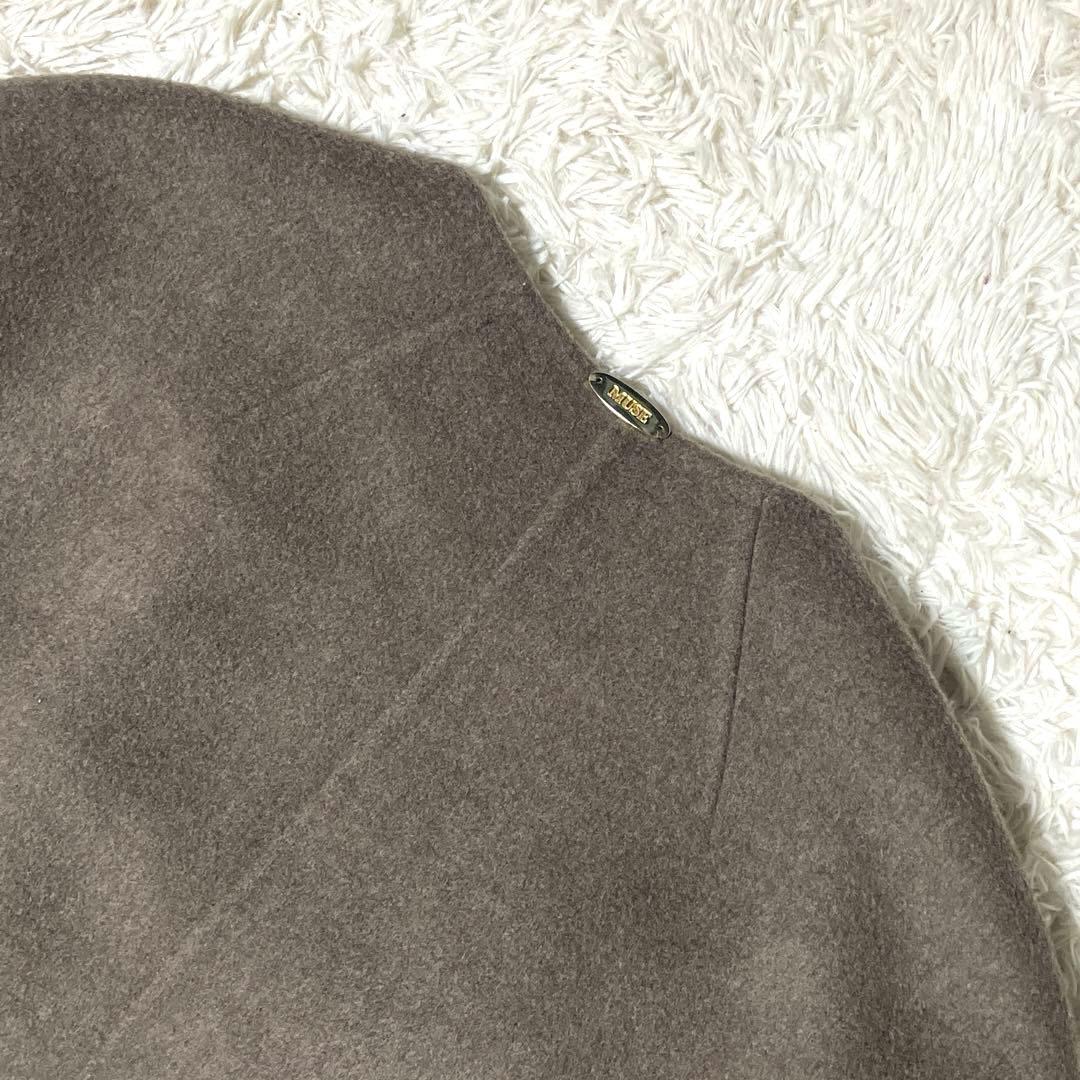 美品 ミューズドゥーズィーエムクラス リバーロングノーカラーコート 38