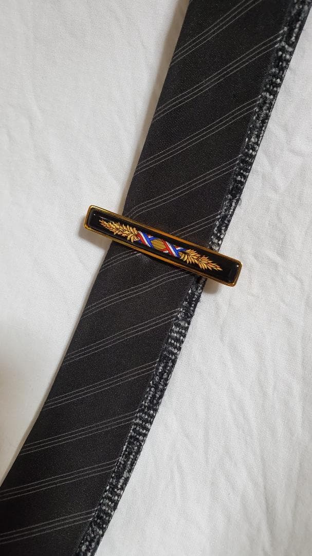 正規良 エルメス エマイユ ネクタイピン タイバー 七宝焼 紺黒×mixカラー