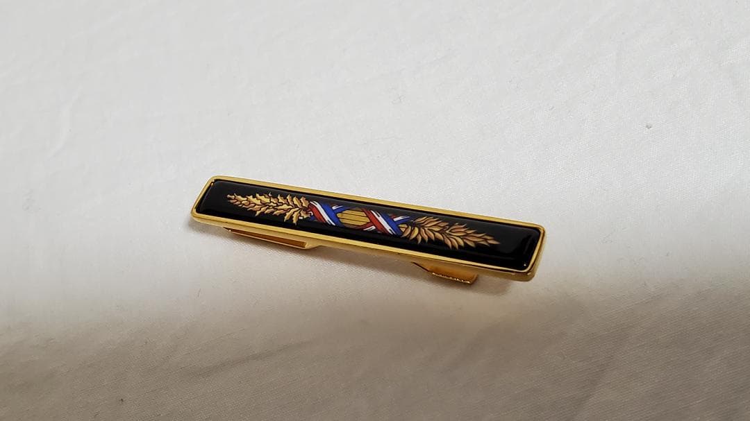 正規良 エルメス エマイユ ネクタイピン タイバー 七宝焼 紺黒×mixカラー