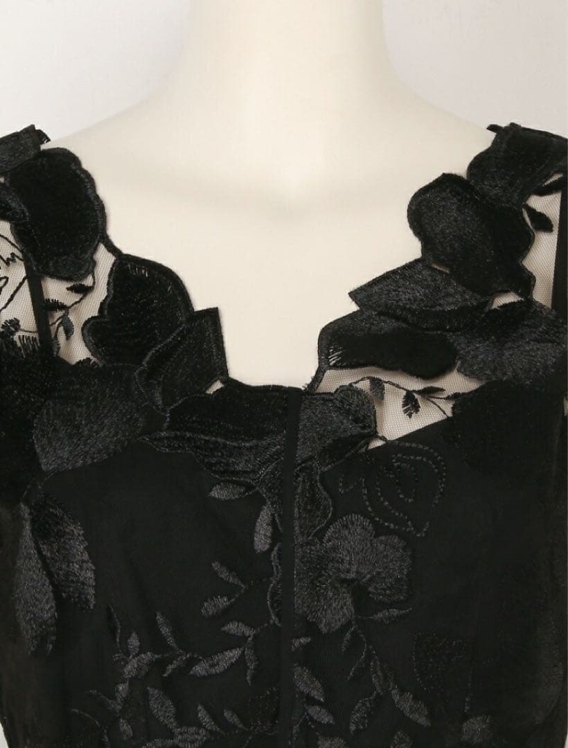 【美品】FRAY I.D エンブロイダリーシフォンコンビドレス　結婚式　水色