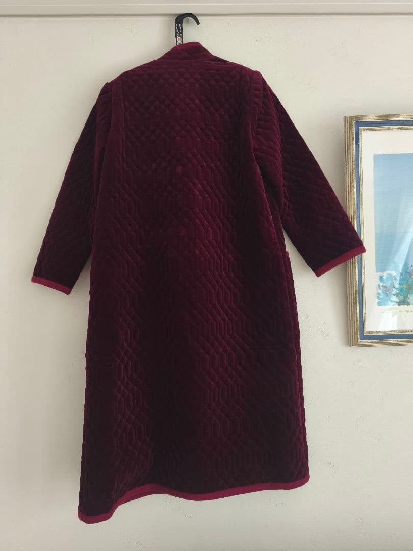 【Dior ビンテージ美品】バーガンディ キルティング ロングコート