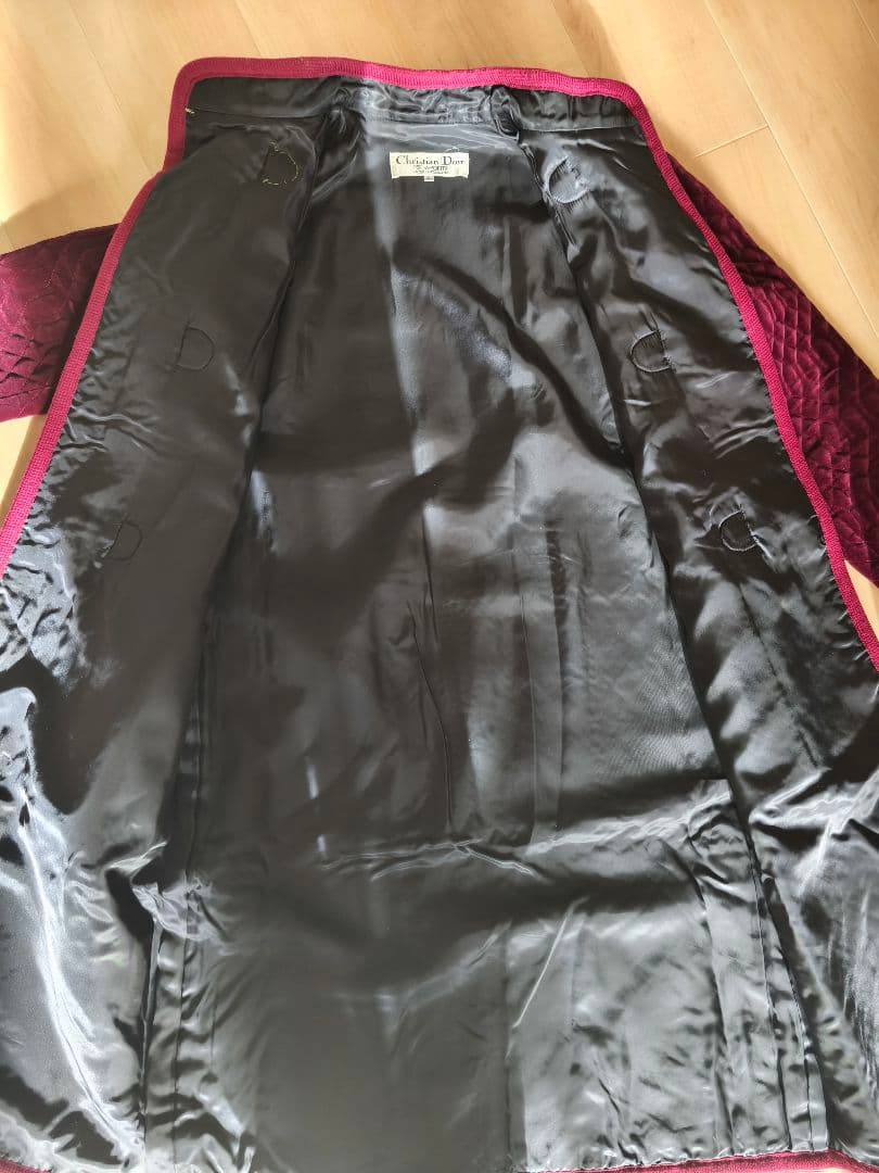 【Dior ビンテージ美品】バーガンディ キルティング ロングコート