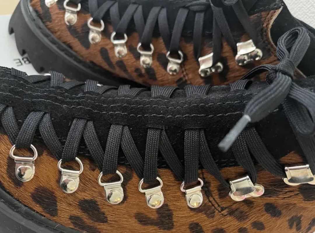 JUNYA WATANABEヒョウ柄ハラコ厚底ハイカットシューズブーツ甲高幅広