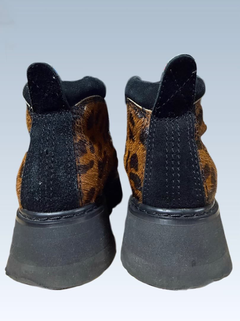 JUNYA WATANABEヒョウ柄ハラコ厚底ハイカットシューズブーツ甲高幅広