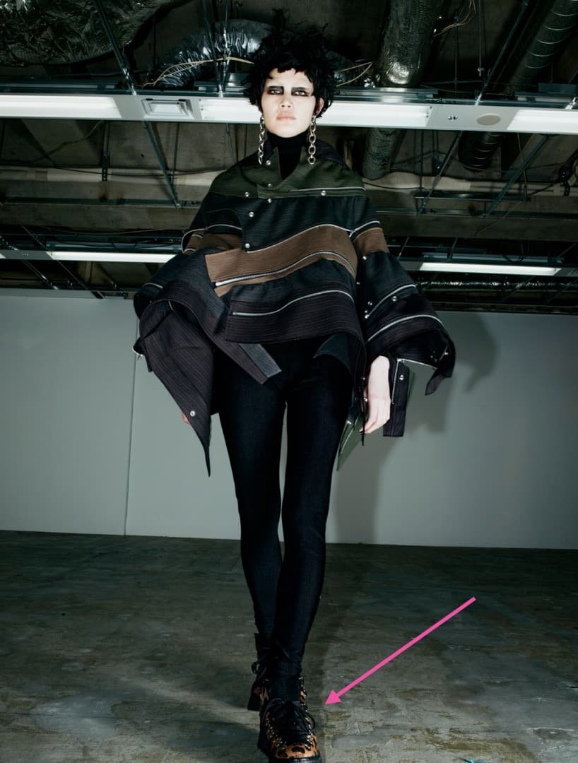 JUNYA WATANABEヒョウ柄ハラコ厚底ハイカットシューズブーツ甲高幅広