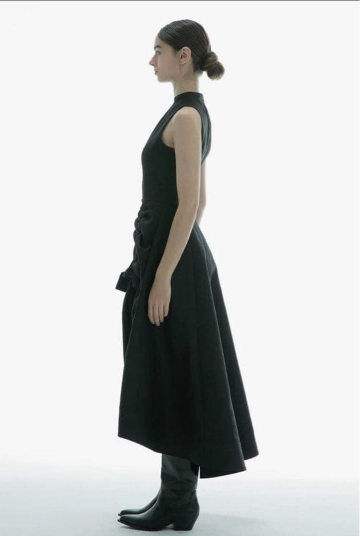 新品未使用/THEREDTHREAD V slit long dress fog