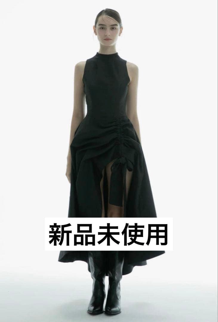 新品未使用/THEREDTHREAD V slit long dress fog