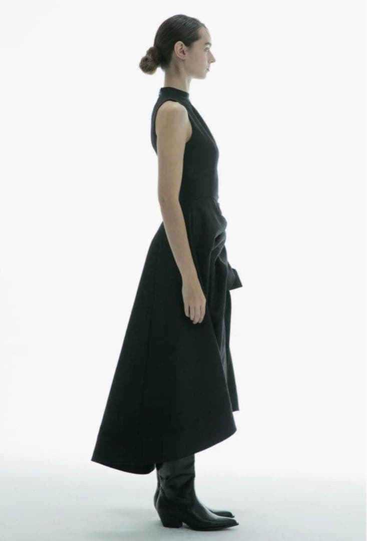 新品未使用/THEREDTHREAD V slit long dress fog