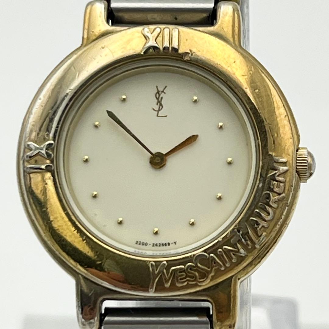 稼動品 イヴサンローラン YSL 2200-229789 ホワイト コンビ 時計