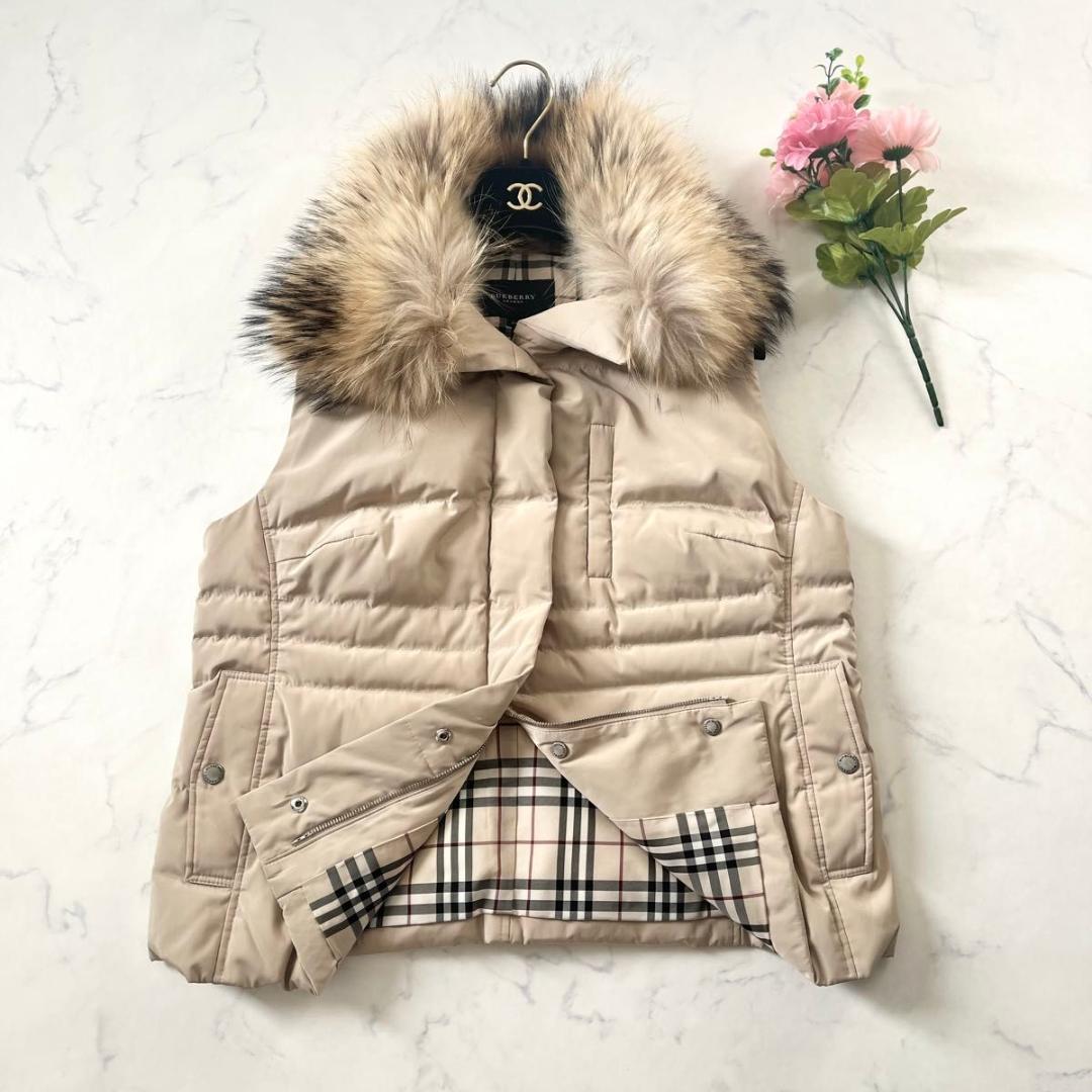 【大きいサイズ】バーバリーロンドン ノバチェック ダウンベスト ベージュ 3L