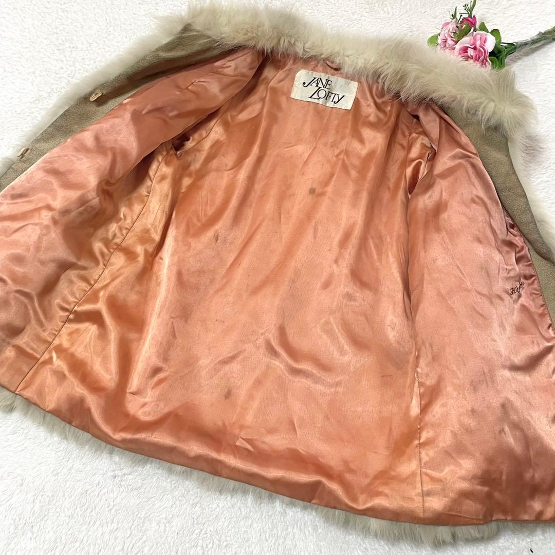 美品◎ブルーフォックス 本毛皮 ファーコート ホワイト系 L相当 ふさふさ