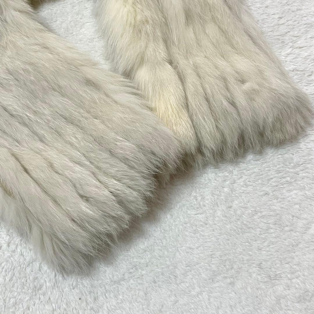 美品◎ブルーフォックス 本毛皮 ファーコート ホワイト系 L相当 ふさふさ