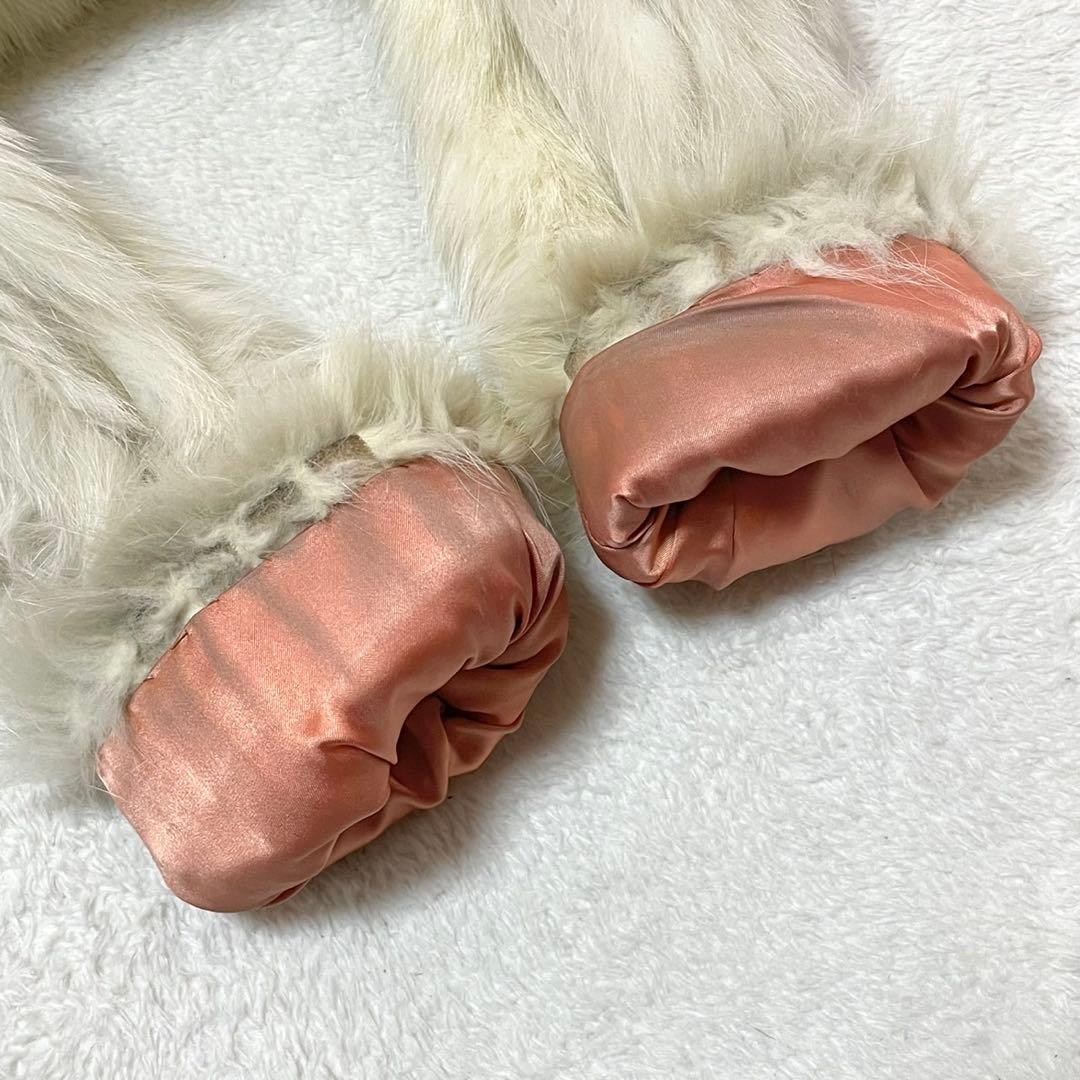 美品◎ブルーフォックス 本毛皮 ファーコート ホワイト系 L相当 ふさふさ