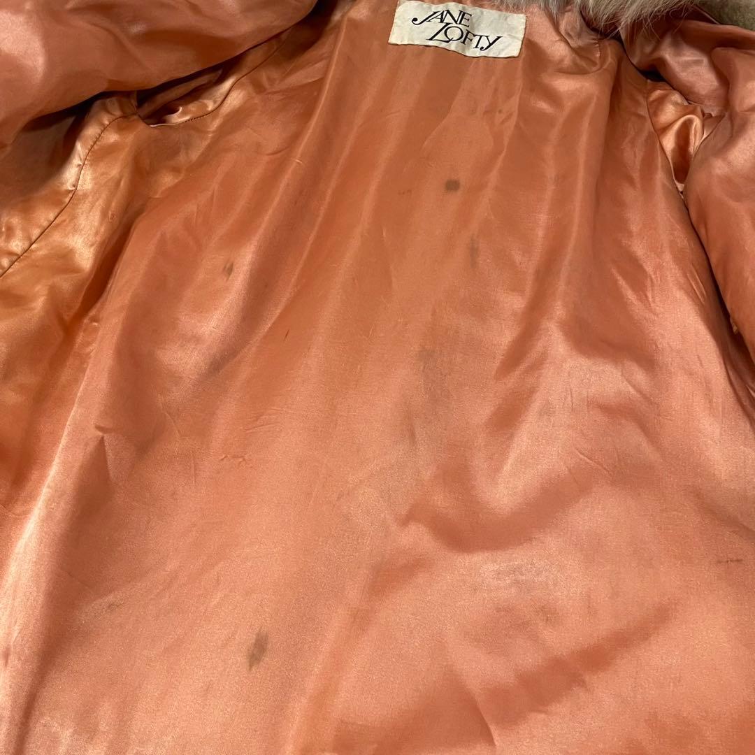 美品◎ブルーフォックス 本毛皮 ファーコート ホワイト系 L相当 ふさふさ