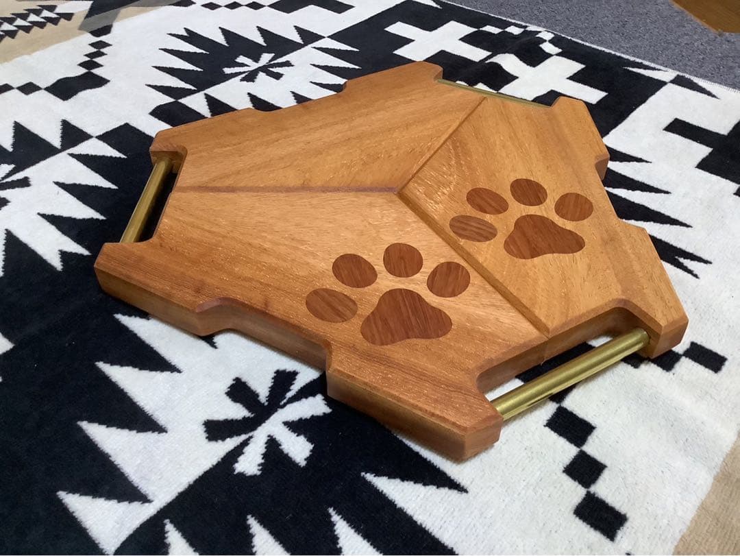 ヘキサゴンテーブル天板三脚テーブル　ヘキサゴン117 肉球柄　アパ材