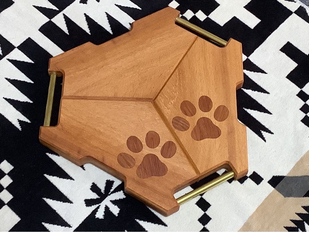 ヘキサゴンテーブル天板三脚テーブル　ヘキサゴン117 肉球柄　アパ材