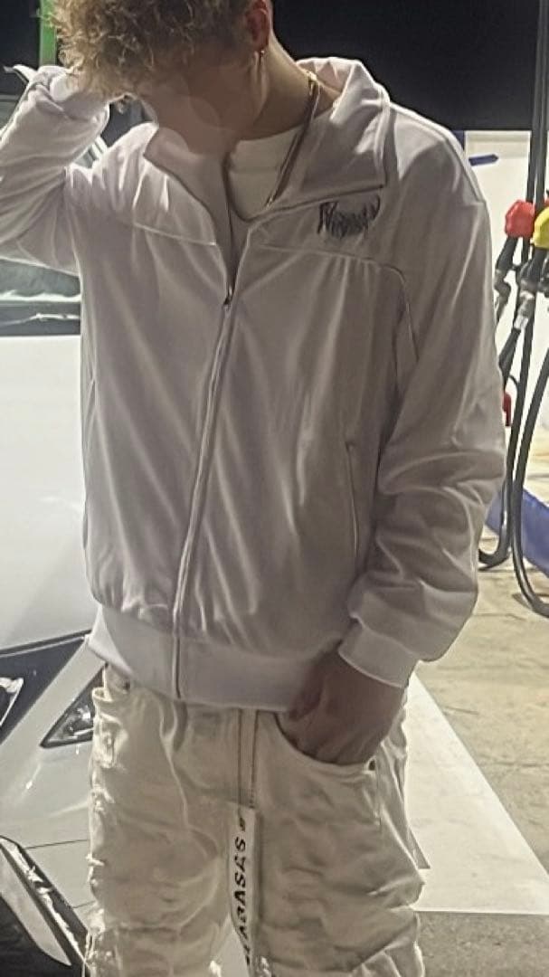 YB Velour Jacket White YXNGBRATZ Sサイズ