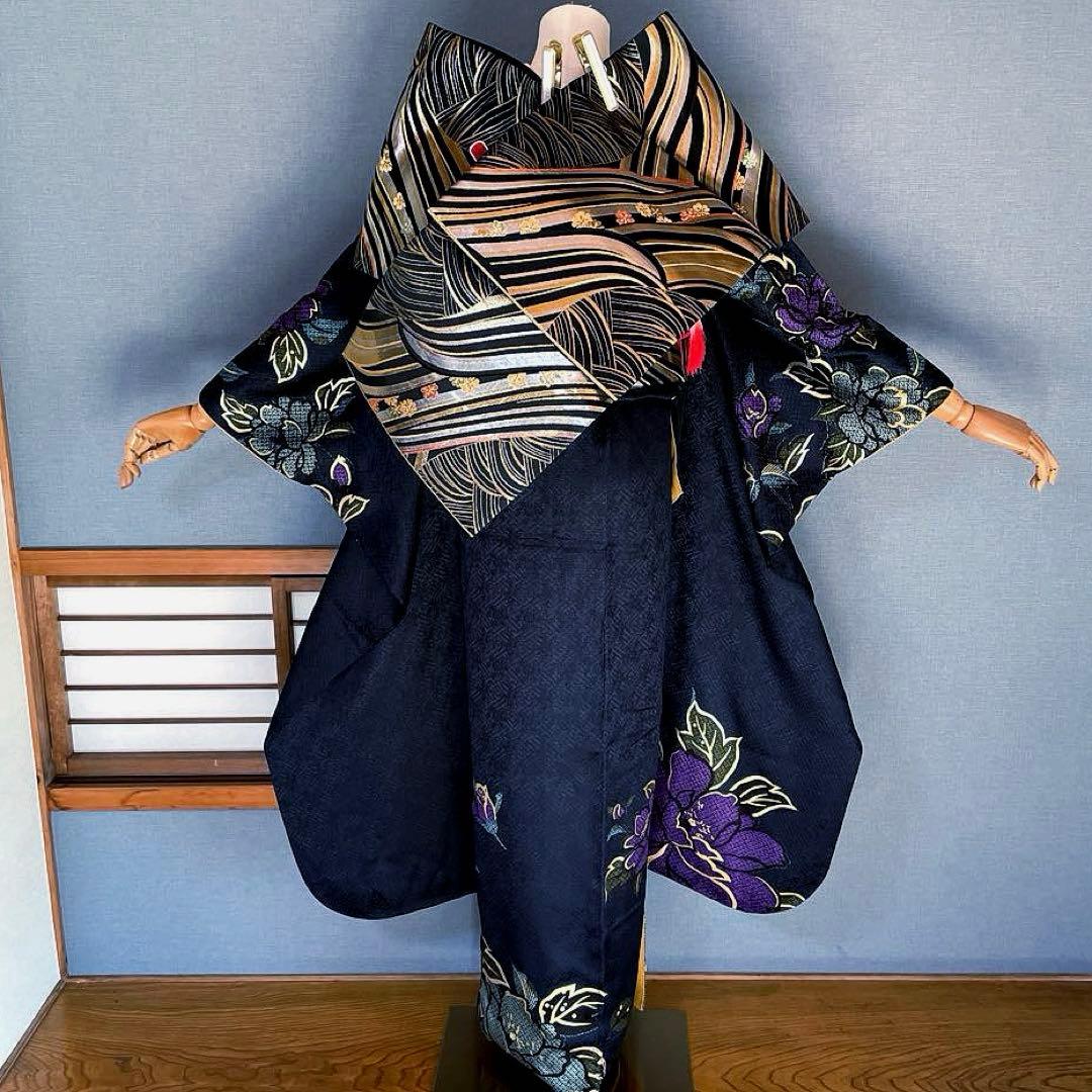 振袖フルセット　高身長　紋意匠に絞り　手描き友禅　成人式振袖　振袖