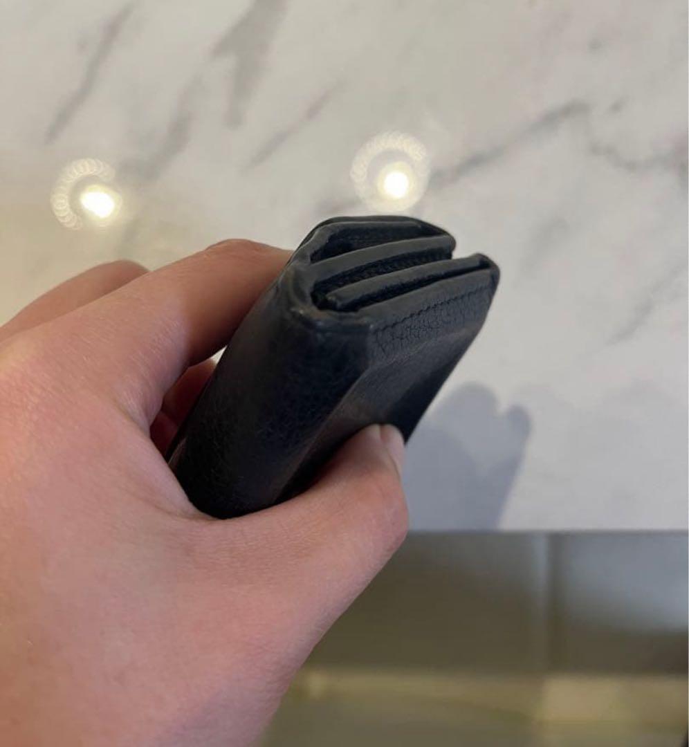 ルイヴィトン財布 黒革 三つ折り財布 レディース