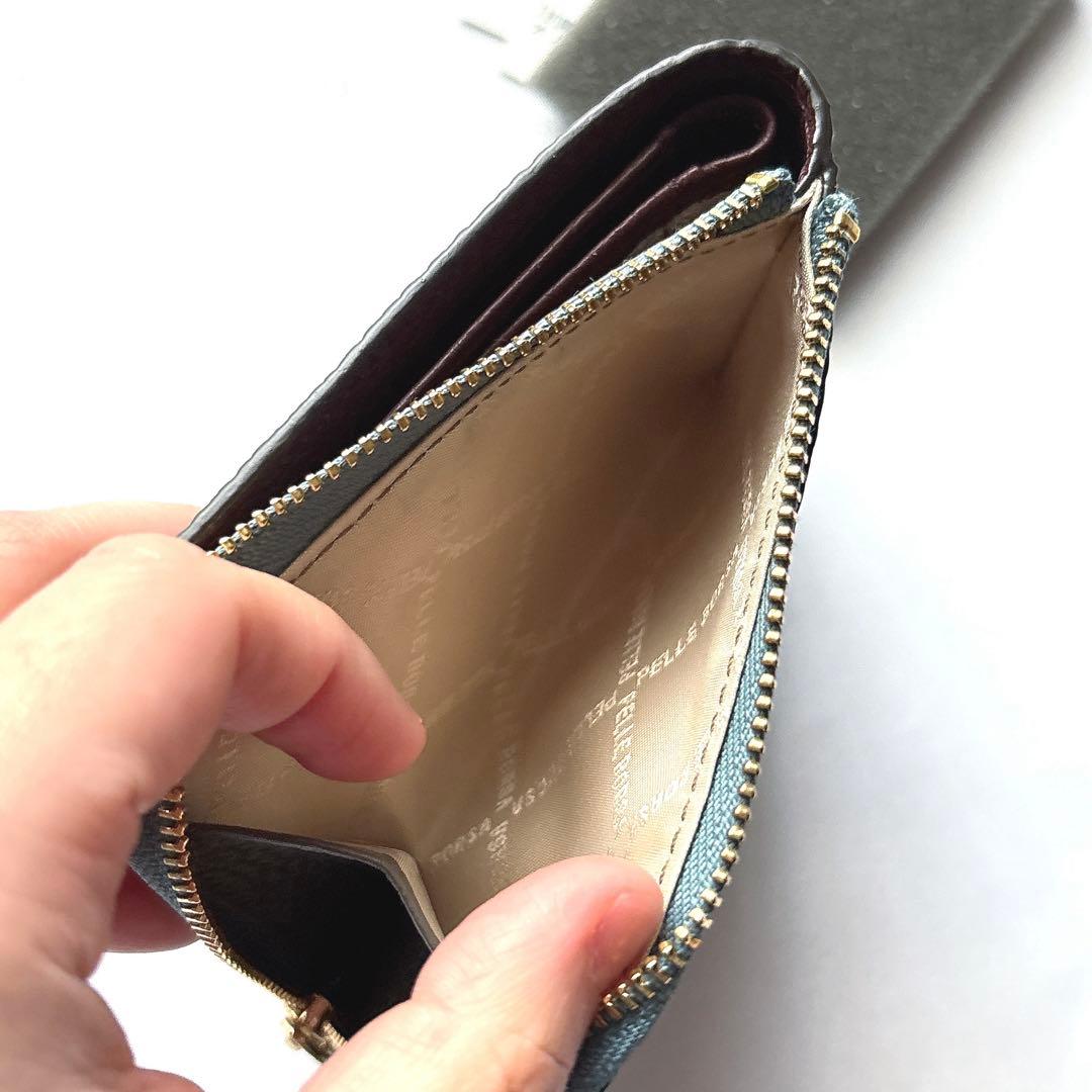 【新品】PELLE BORSA ペレボルサ レネット 二つ折り財布 ブルーグレー