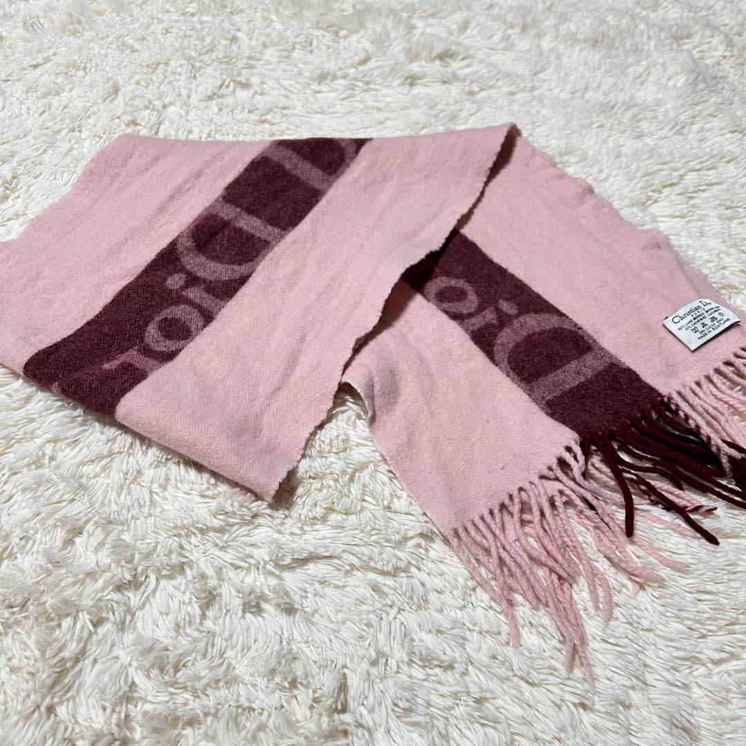 クリスチャンディオール メリノウール カシミヤ フリンジ マフラー ストール