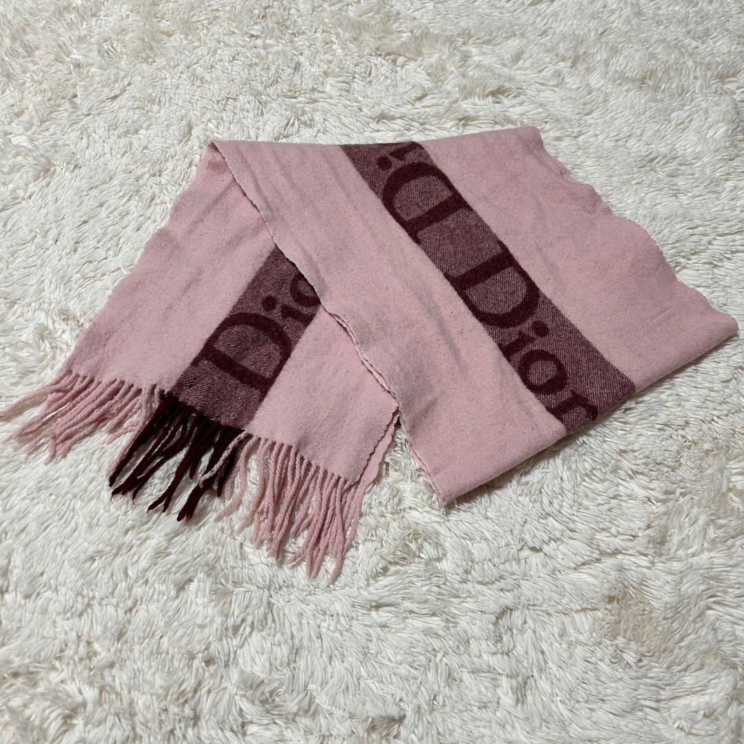 クリスチャンディオール メリノウール カシミヤ フリンジ マフラー ストール