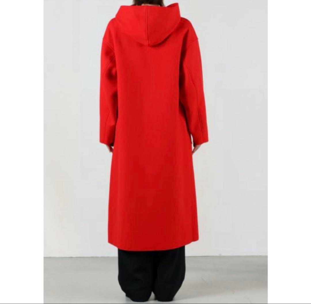 HYKE MELTON HOODED WORK COAT RED 試着程度　新品