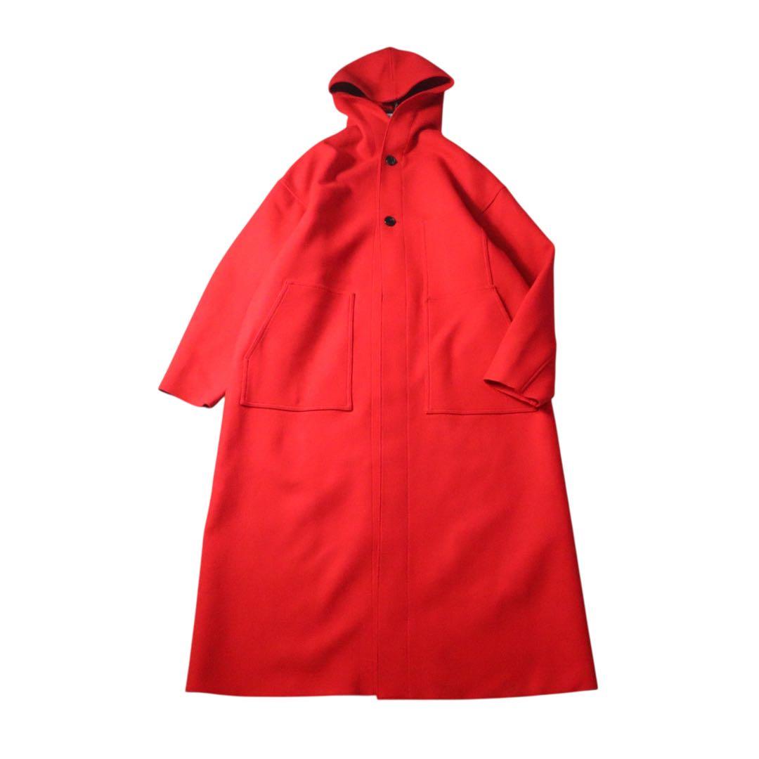 HYKE MELTON HOODED WORK COAT RED 試着程度　新品