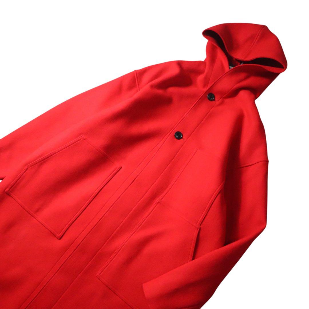 HYKE MELTON HOODED WORK COAT RED 試着程度　新品