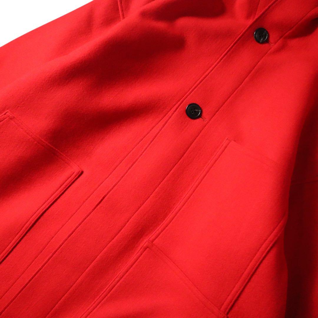 HYKE MELTON HOODED WORK COAT RED 試着程度　新品