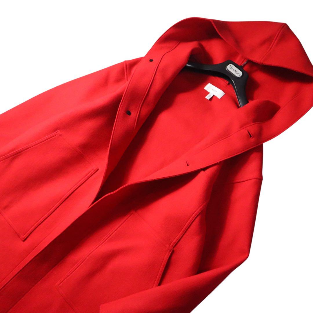 HYKE MELTON HOODED WORK COAT RED 試着程度　新品