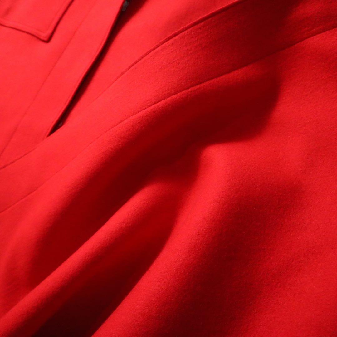 HYKE MELTON HOODED WORK COAT RED 試着程度　新品