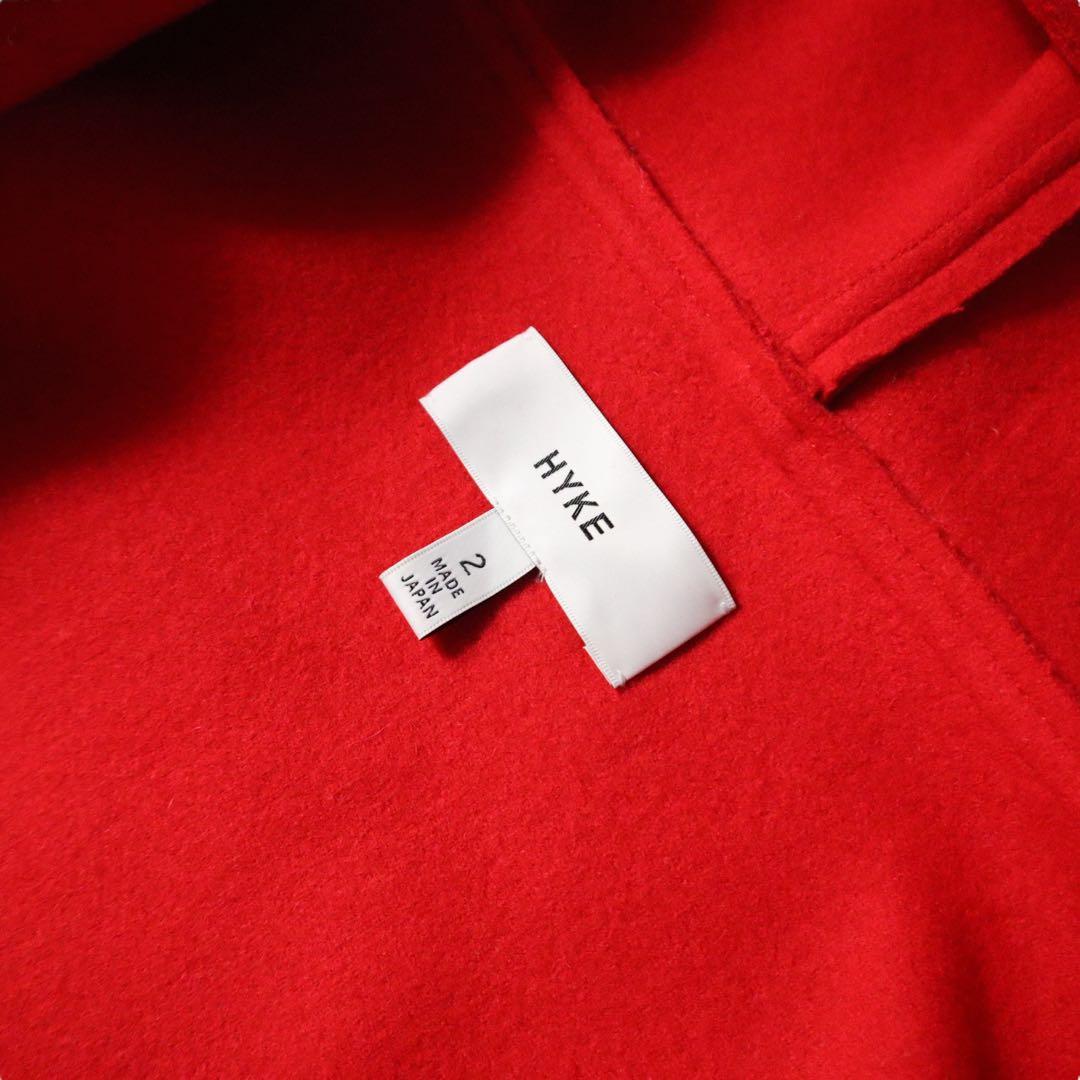 HYKE MELTON HOODED WORK COAT RED 試着程度　新品