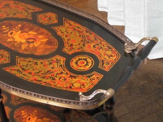 イタリア製 象嵌細工 クラシック トローリーワゴン/キッチンワゴン/ワインラック