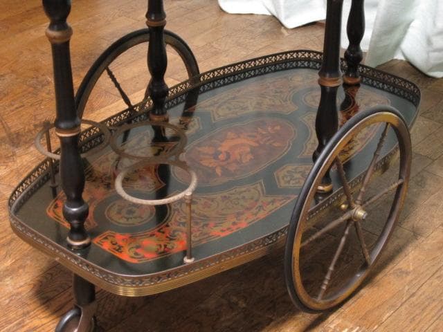 イタリア製 象嵌細工 クラシック トローリーワゴン/キッチンワゴン/ワインラック