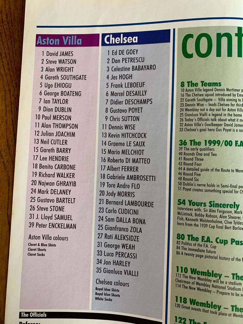 '00FA CupFinalプログラム 旧ウェンブリー最後の決勝戦