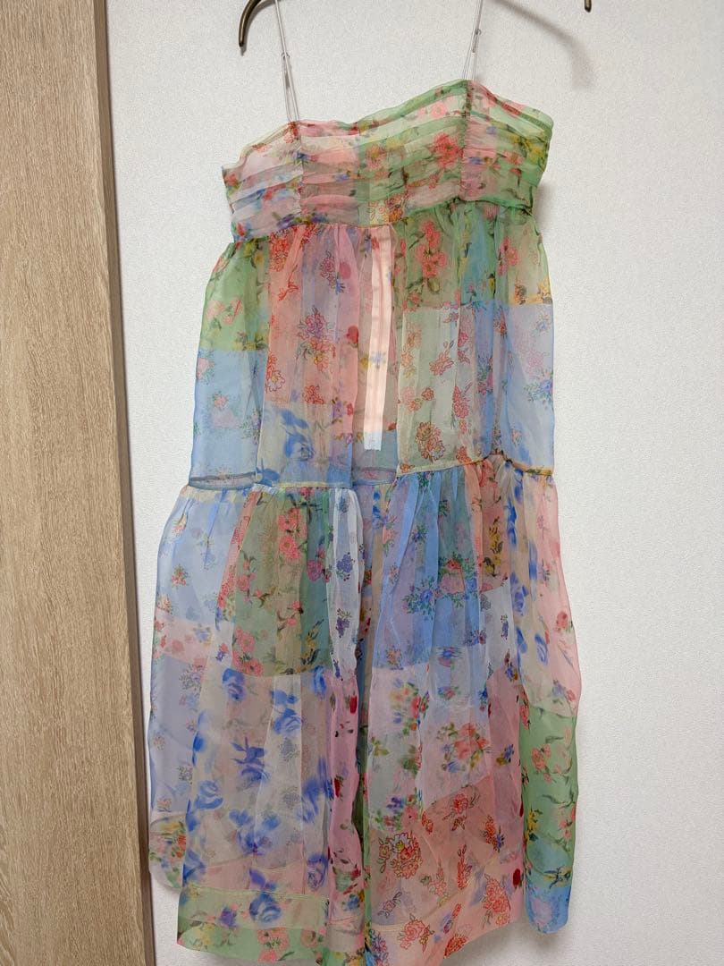 花柄シースルーノースリーブチュニック