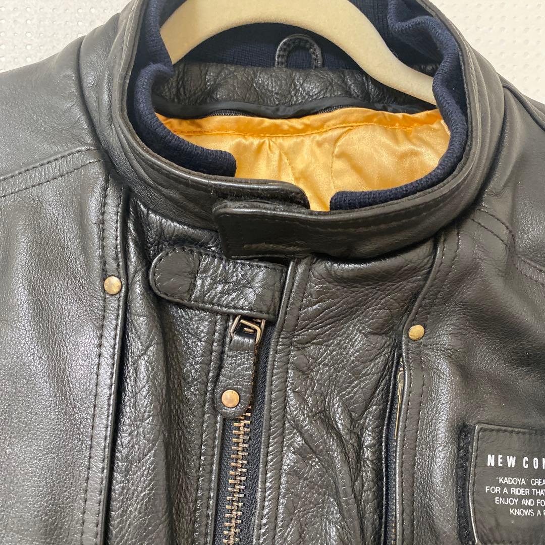 【牛革】KADOYA レザー ライダースジャケット 黒 L ニューコンセプター