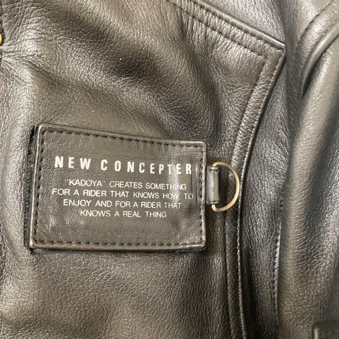 【牛革】KADOYA レザー ライダースジャケット 黒 L ニューコンセプター