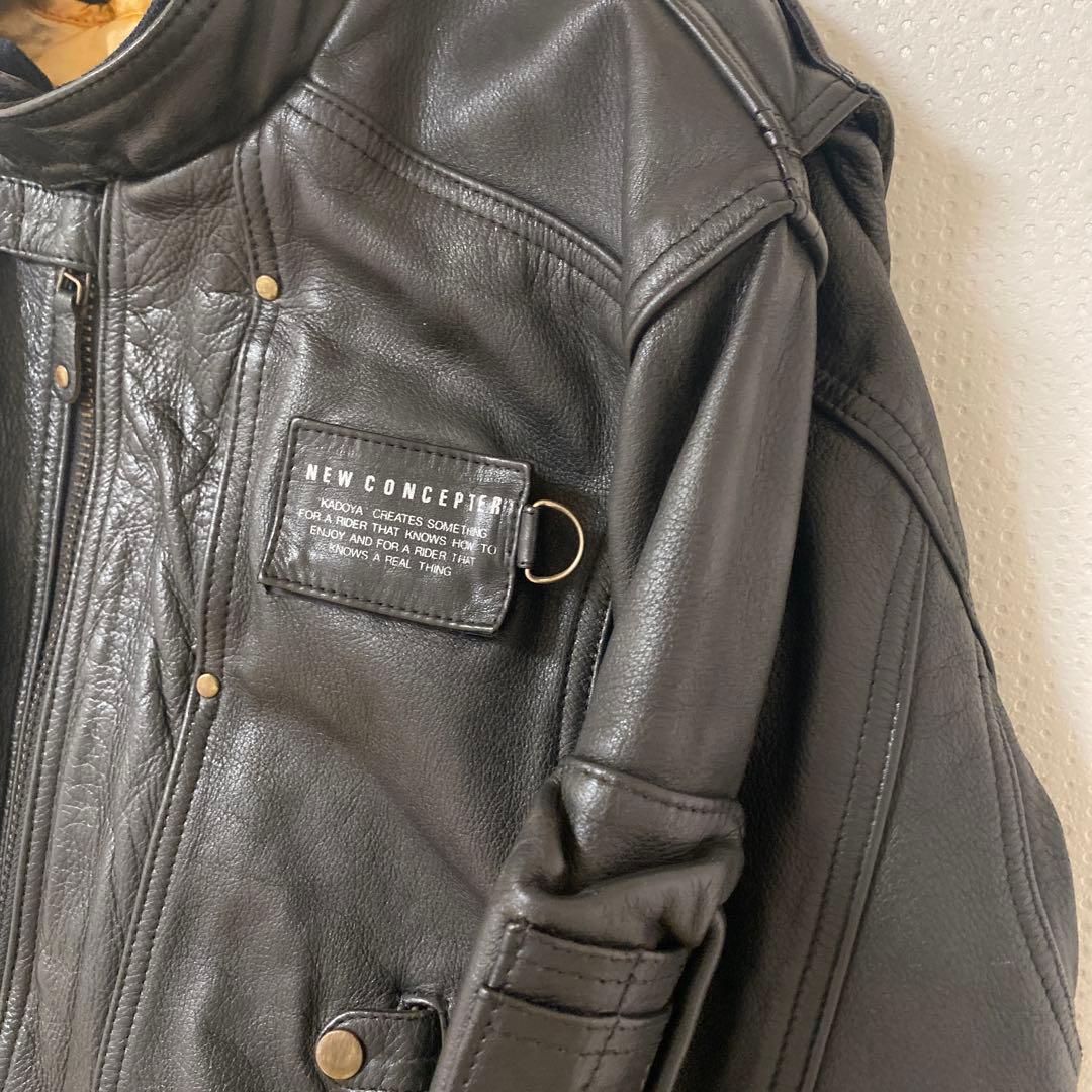【牛革】KADOYA レザー ライダースジャケット 黒 L ニューコンセプター