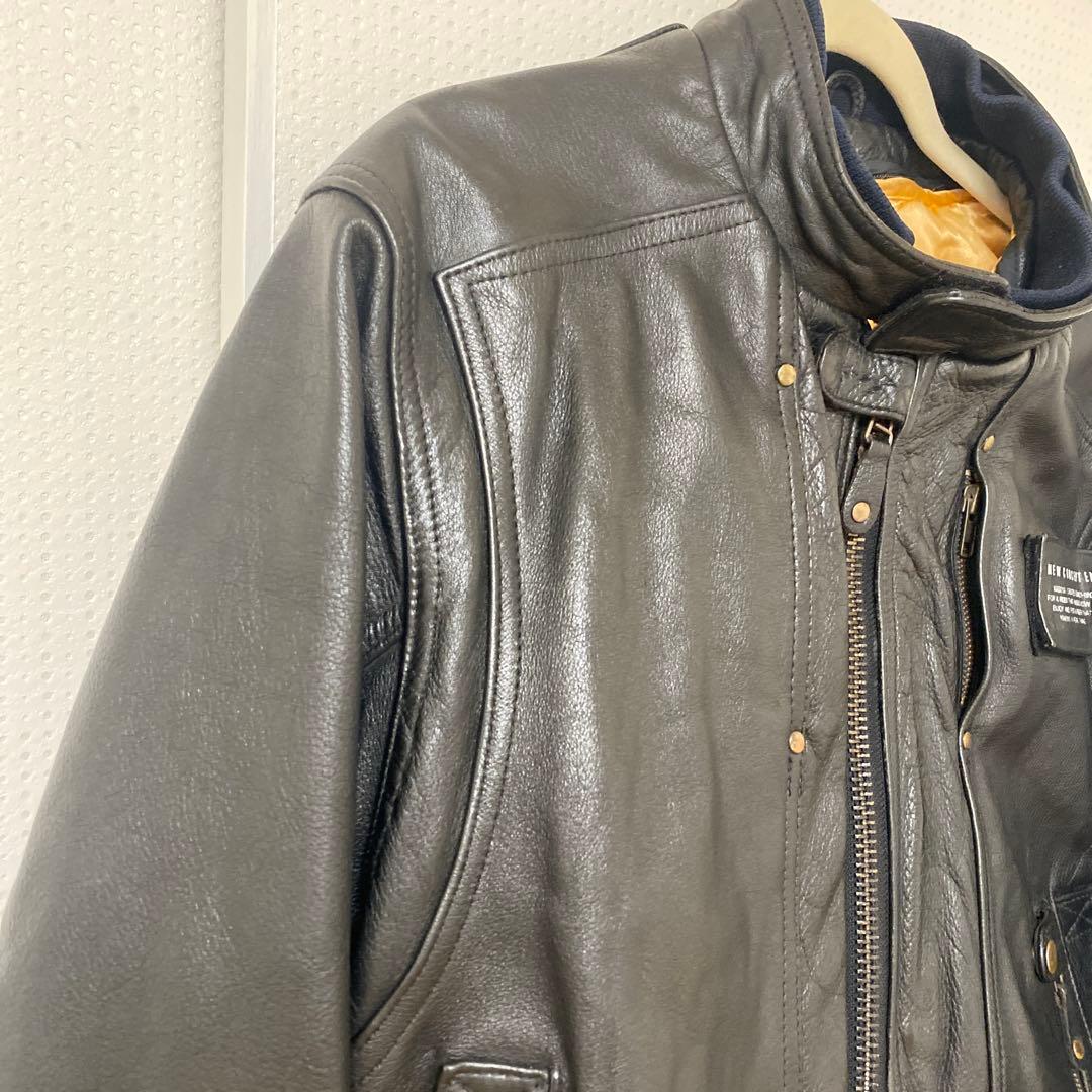 【牛革】KADOYA レザー ライダースジャケット 黒 L ニューコンセプター