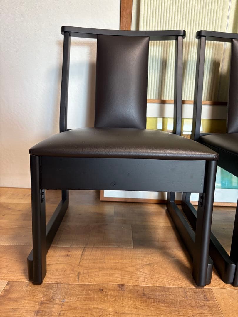 No3 木曽　本山漆器　ダイニングチェア2脚　業務用　低めの　和室にも