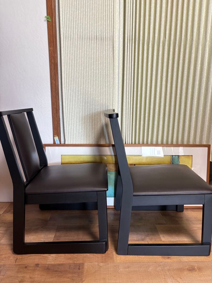 No3 木曽　本山漆器　ダイニングチェア2脚　業務用　低めの　和室にも