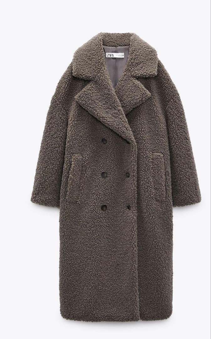 ZARAダブルブレストフェイクボアコート⭐︎グレーＳ⭐︎