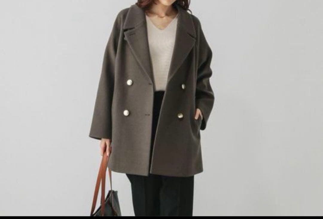 未使用　GLOBAL WORK 軽やかストレッチ衿2WAYコート/ブラウン(M)