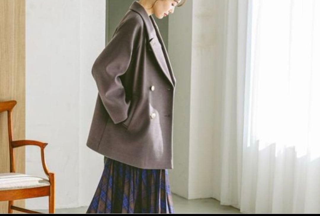 未使用　GLOBAL WORK 軽やかストレッチ衿2WAYコート/ブラウン(M)