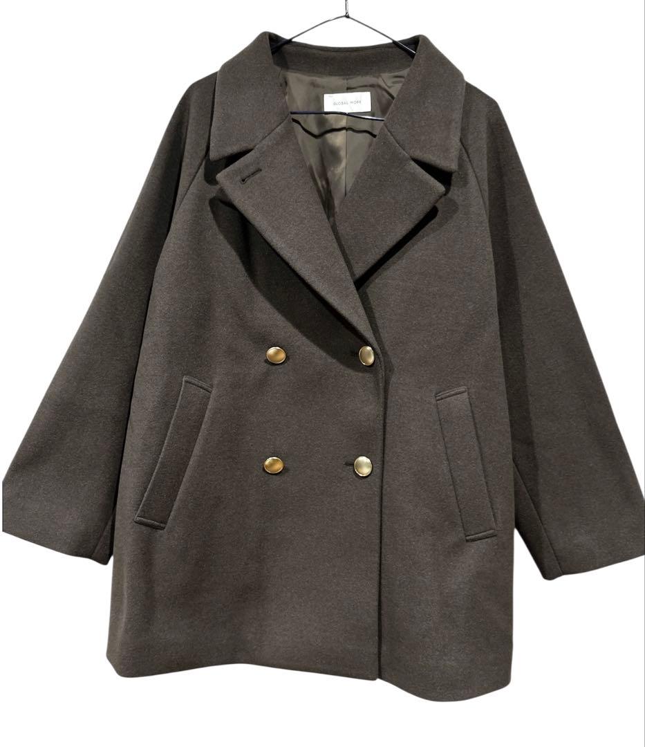 未使用　GLOBAL WORK 軽やかストレッチ衿2WAYコート/ブラウン(M)